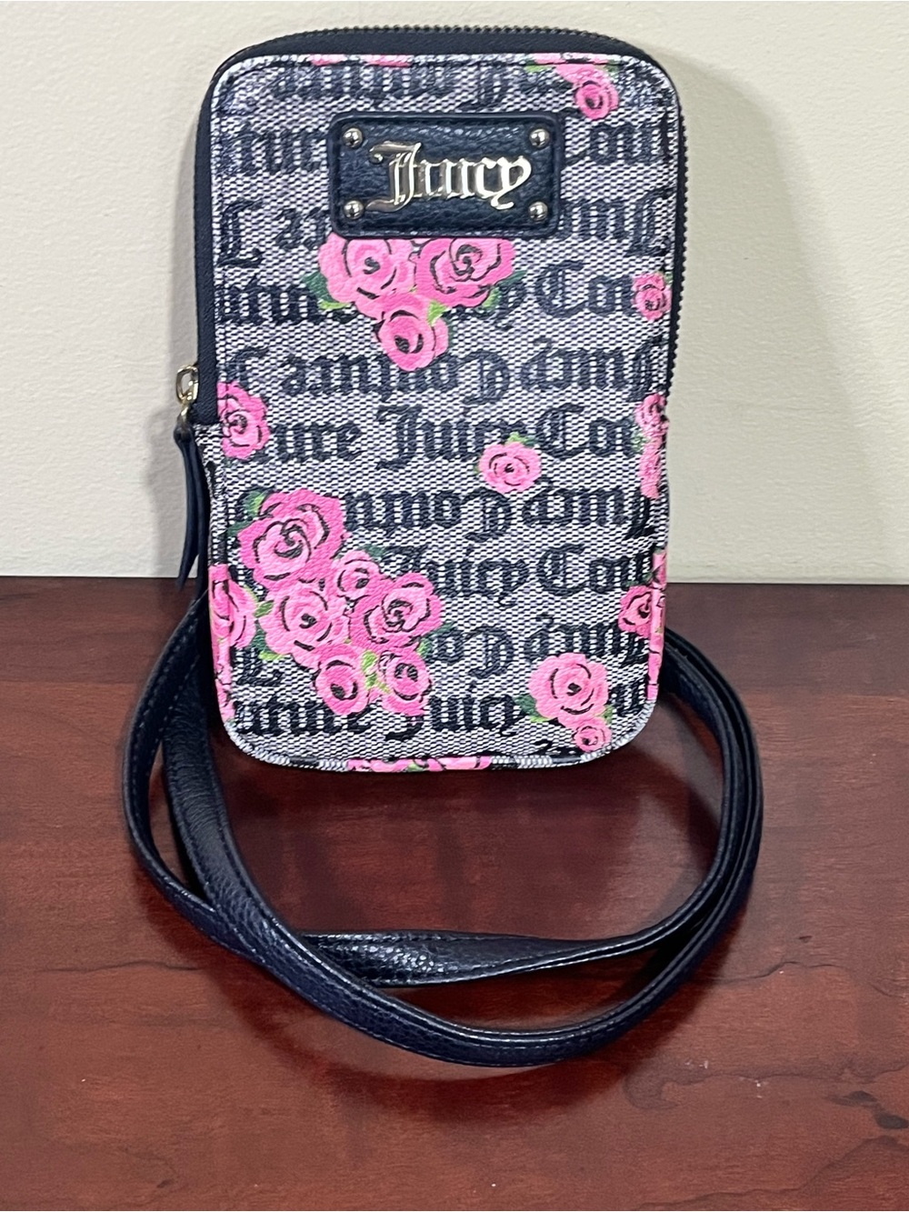 Juicy Couture Floral Logo Crossbody - Pink & Black